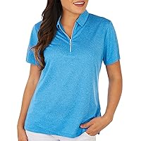 Callaway Women's Quarter Zip Short Sleeve Heather Golf Polo Shirt, Moisture-Wicking, Lightweight Soft Fabric
