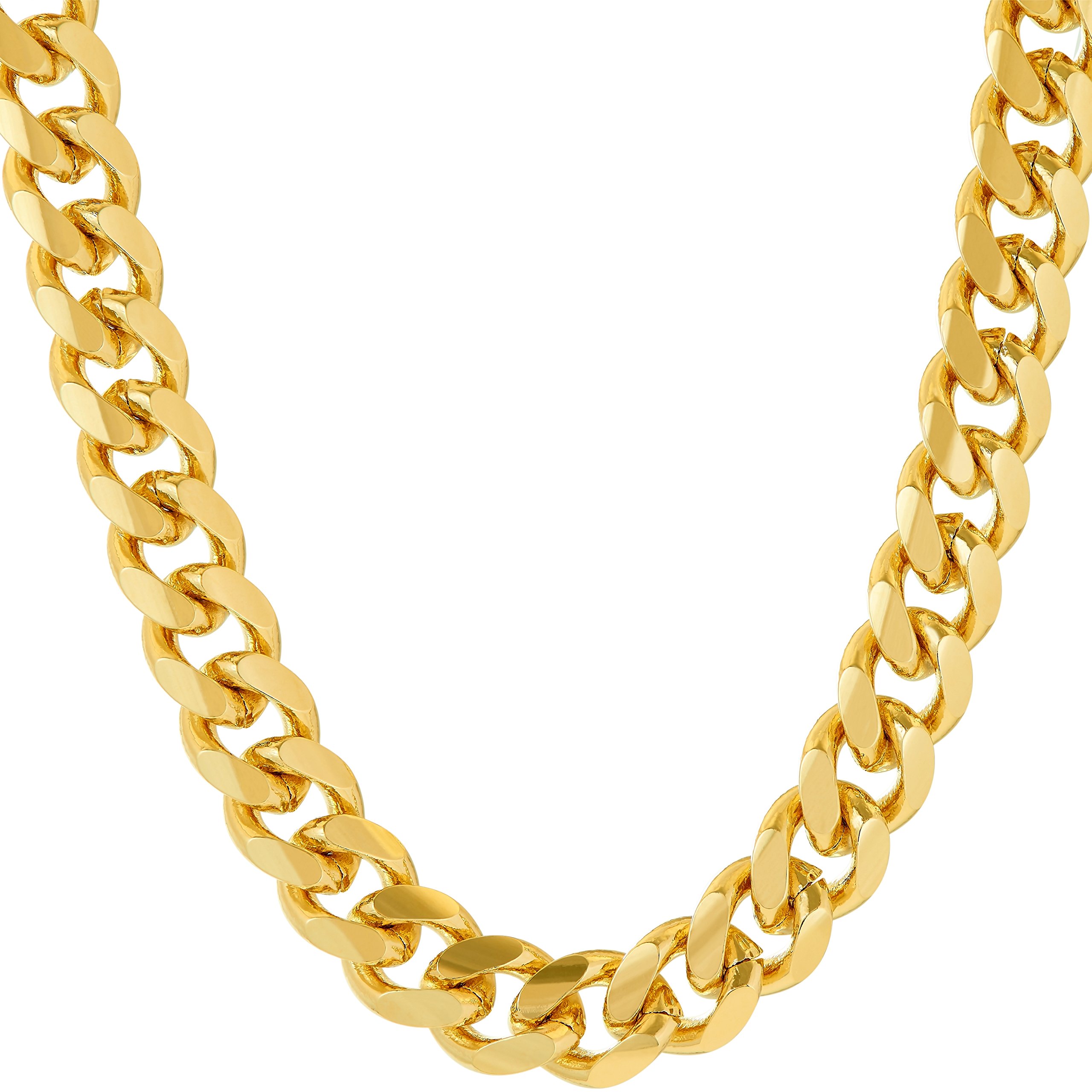 LIFETIME JEWELRY 9mm Miami Curb Cuban Link Chain Necklace 24k Gold Plated