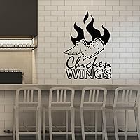 Vinyl Wall Decal Lettering Chicken Wings Grill BBQ Cafe Menu Stickers Mural Large Decor (g8423) Black