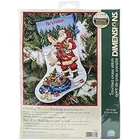 Dimensions Counted Cross Stitch ''Checking His List'' Personalized Christmas Stocking Kit, 14 Count White Aida, 16''