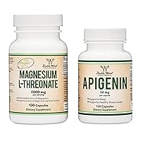 Magnesium L-Threonate (100 Count) and Apigenin (120 Count) Sleep Health Bundle