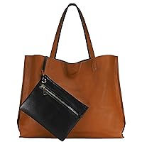 SCARLETON Reversible Tote Bag for Women, Leather Purses and Handbags, Hobo Satchel Shoulder Bag Large with Pouch, H18422082