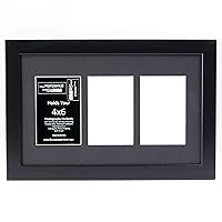 [10x16bk-b] 3 Opening Black Picture Frame Holds 4x6 Media with Black Collage Mat and Glass