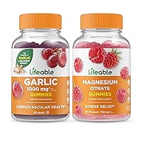 Lifeable Garlic 1000mg + Magnesium, Gummies Bundle - Great Tasting, Vitamin Supplement, Gluten Free, GMO Free, Chewable Gummy