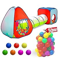 Kiddey 3-in-1 Pop-Up Play Tent, Crawl Tunnel, & Ball Pit Set: Durable Pretend Playhouse for Boys, Girls, Toddlers & Pets - Indoor & Outdoor Fun with 50 Play Balls and Carry Case Included