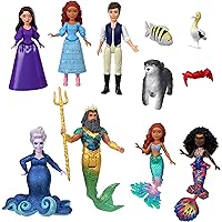 Mattel Disney The Little Mermaid Land & Sea Ariel Ultimate Story Set with 7 Small Dolls & 4 Friend Figures, Includes Human & Mermaid Ariel Dolls, HND30