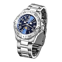 FIREFOX Mondphasenuhr FFS01-503 Sunray blau massiv Edelstahl Damenuhr Herrenuhr Armbanduhr Sicherheitsfaltschließe 10 ATM wasserdicht