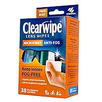 Anti-Fog Microfiber Lens Wipes | 38 Count - Individually Wrapped Pre-Moistened Glasses Cleaner,White