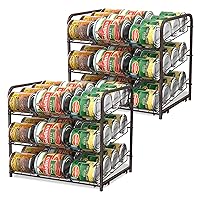 Can Organizer for Pantry Stackable 2 Pack, Can Storage Organizer Rack Stacking Can Dispensers Small Space Holds up to 36 Cans for Pantry, Kitchen, Cabinet- Brown