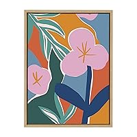 Kate and Laurel Sylvie Oaxaca Garden Framed Canvas Wall Art by Kate Aurelia Holloway, 18x24 Natural, Chic Floral Abstract Art