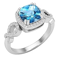Dazzlingrock Collection 7 mm Cushion Gemstone & Round White Diamond Halo Split Shank Engagement Ring, Available in Various Gemstones & Metal in 10K/14K/18K Gold & 925 Sterling Silver