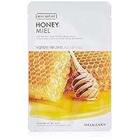 Real Nature Face Mask | Contains Honey That Provides Extra Glow & Helps Regain Skin’s Radiance & Moisture | K Beauty Facial Skincare for Oily & Dry Skin | Honey,K-Beauty
