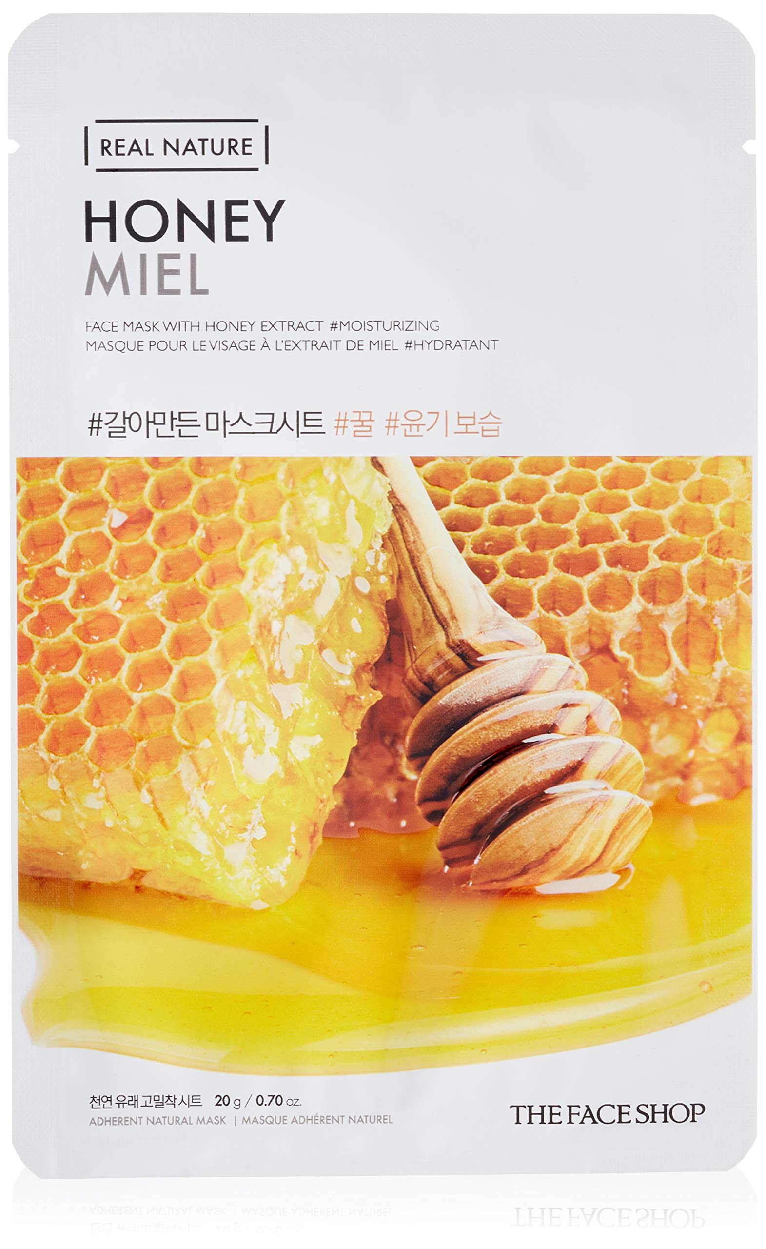 The Face Shop Real Nature Face Mask | Contains Honey That Provides Extra Glow & Helps Regain Skin’s Radiance & Moisture | K Beauty Facial Skincare for Oily & Dry Skin | Honey, K-Beauty