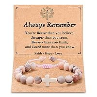 To My Girls/Boys Bracelet Gifts, Natural Stone Bracelet Graduation Gifts Cross Charm Birthday Easter Communion Gifts for Teens Girls/Boys