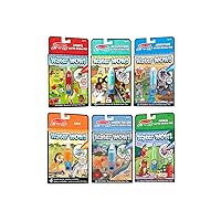 Melissa & Doug On the Go Water Wow! Reusable Color with Water Activity Pad 6-Pack, Sports, Occupations, Adventure, Safari, Under the Sea, Animals - FSC Certifieda