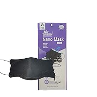 AIRQUEEN nano fiber mask for adult, individually wrapped, made in Korea, [Black, 5 pcs]