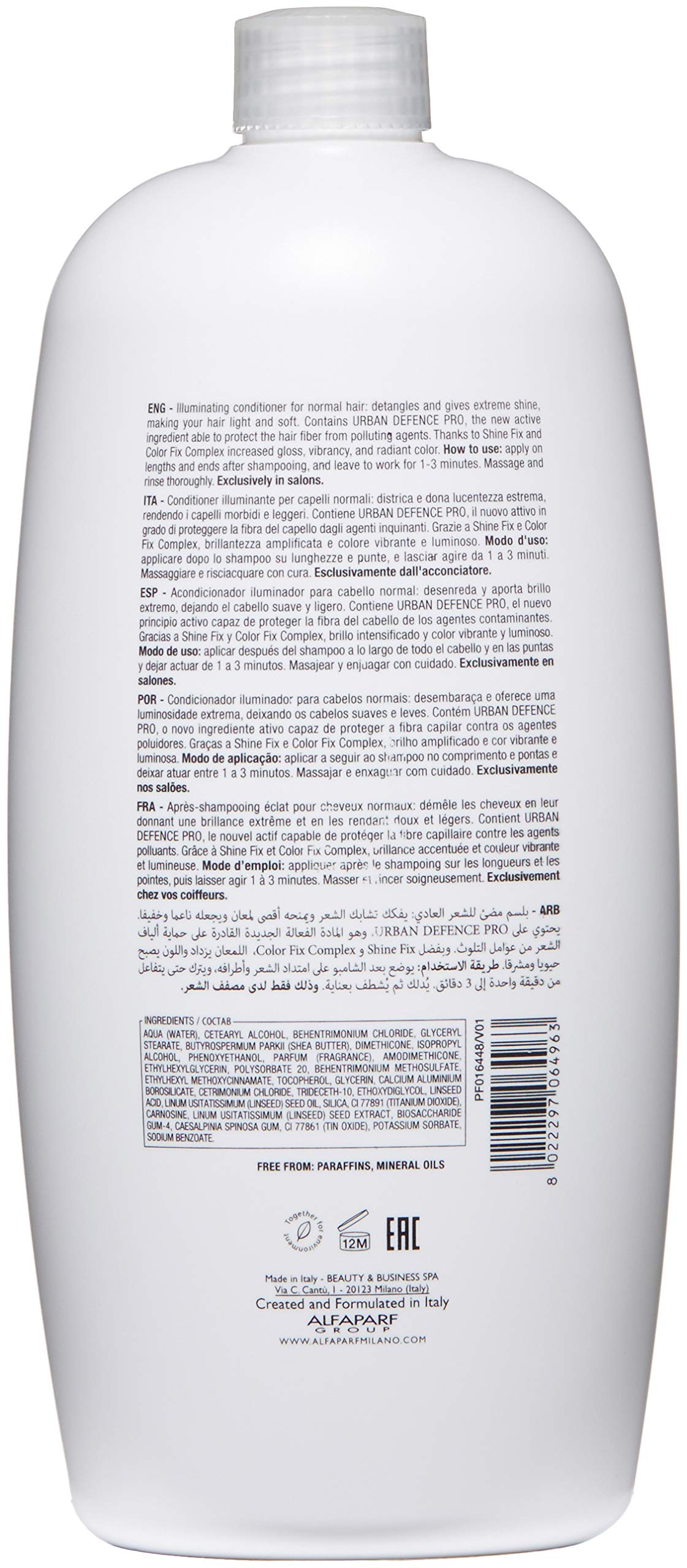 Alfaparf Milano Semi Di Lino Diamond Shine Illuminating Hair Conditioner - Sulfate Free - For Normal Hair - Safe on Color Treated Hair - Paraben and Paraffin Free - Professional Salon Quality
