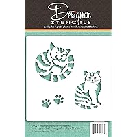 Striped Cat Cookie and Craft Stencil by Designer Stencils