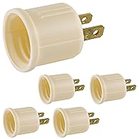 Power Gear Polarized Socket Adapter, 5 Pack, Convert Outlets to Lamp Sockets, Perfect for Workshop, Garage or Utility Room, Polarized Plug, UL Listed, Light Almond, 54606