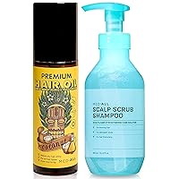MEDIALL Premium Hair Oil Serum for Frizzy and Damaged Hair 1.85 fl oz | MEDIALL Purifying Scalp Scrub Cleansing Shampoo Itchy Scalp Exfoliator Relief Deep Cleansing Mint Shampoo 10.14 fl oz