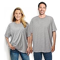 Shoulder Surgery Shirts, Unisex Rehab Shirt with Discreet Shoulder Snaps, Chemo Clothing, Stripe Short Sleeve Shirt