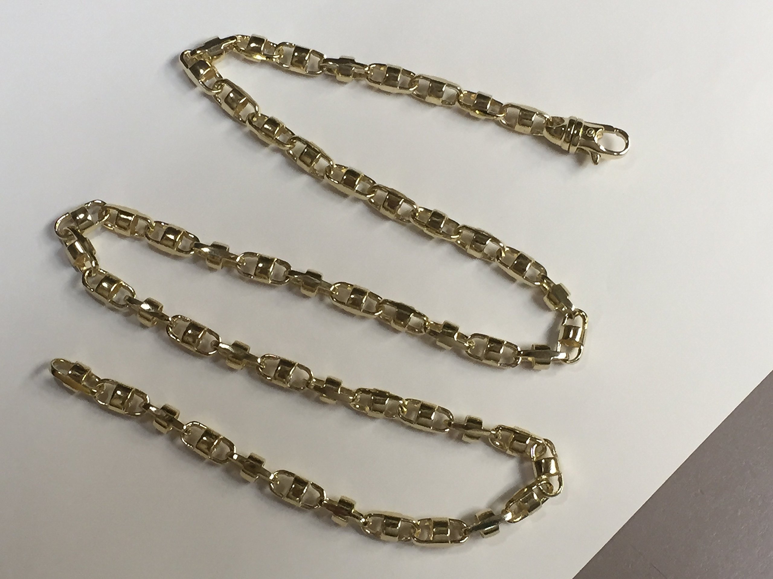 14K Solid Yellow Gold Heavy Anchor Bullet Link Chain Necklace 6.5 Mm 18