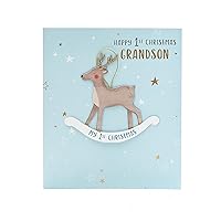 Grandson's First Christmas Card- Cute Reindeer Christmas Card For Baby Boy- Christmas Cards for Kids- Gift Card For Baby- First Christmas Gifts