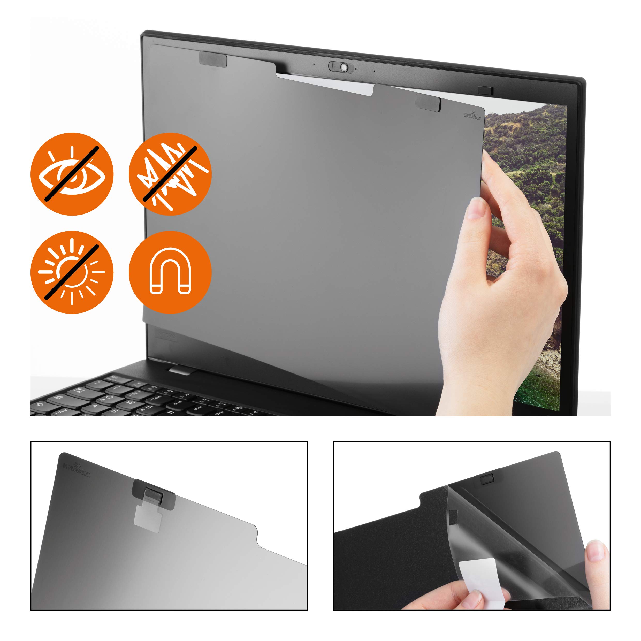 Durable 514357 Magnetic Privacy Filter for 13.3 Inch Screens Including Bag and Cleaning Cloth Charcoal