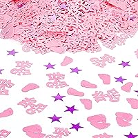 OIIKI 3.17oz Gender Reveal Party Cofnetti, It's a Girl Table Confetti, Pink Baby Footprint Star Table Confetti, for Baby Shower Gender Reveal Party Christmas Decorations -90Gram