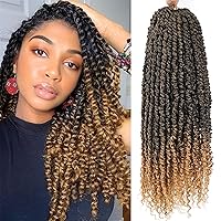 Passion Twist Hair - 8 Packs 18 Inch Passion Twist Crochet Hair For Women, Crochet Pretwisted Curly Hair Passion Twists Synthetic Braiding Hair Extensions (18 Inch 8 Packs, T27)