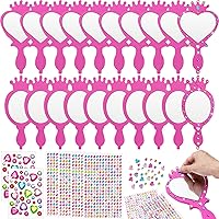 20 Pcs Unbreakable Kids Mirror DIY Decorate Your Own Princess Mirror Mermaid Mirrors Princess Foam Mirrors Small Mirrors for Crafts Princess Party Decorations (Pink)