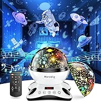 Moredig Kids Night Light Projector, Remote Baby Night Lights for Kids Room with 12 Music Nursery Night Light Projector for Kids Timer 2 Projections 18 Light Modes, Gifts for Baby Kids - Black