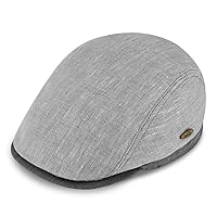 fiebig Woolton flat cap, linen flat cap with cotton lining, two-tone peaked cap with contrast stitching, made in Italy