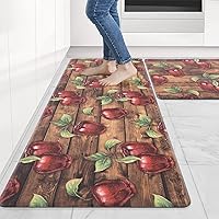 Carvapet Kitchen Floor Mats 2Pcs, Anti Fatigue Kitchen Rugs and Mats Farmhouse Apples Non-Skid Cushioned Floor Comfort Mat for Kitchen, Doorway, Sink, Laundry, 17