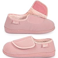 LongBay Women's Adjustable Slippers Non Slip Wide House Shoes Indoor Outdoor Diabetic Swollen Feet