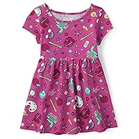 The Children's Place Baby Girls' and Toddler Short Sleeve Fashion Dress, Fresh Peonies, 2T