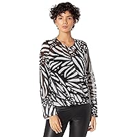 MILLY Women's Elysa Graphic Butterfly Viscose Chiffon Top