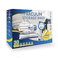 20 Pack Space Saver Bags (4 Jumbo/4 Large/4 Medium/4 Small/4 Roll M) Vacuum Storage Bags, Vacuum Seal Bags with Hand Pump for Comforters, Blankets, Bedding, Pillows and Clothes