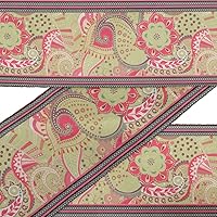 Beige Floral & Paisley Fabric Laces for Crafts Printed Velvet Trim Fabric Sewing Border Ribbon Trims 9 Yard 3 Inches
