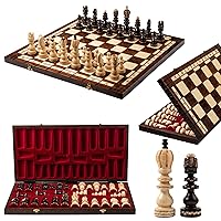 Luxury SALVATOR Sycamore Wooden Chess Set 60 x 60cm with Superb Chess Board & Hand Carved Chess Pieces