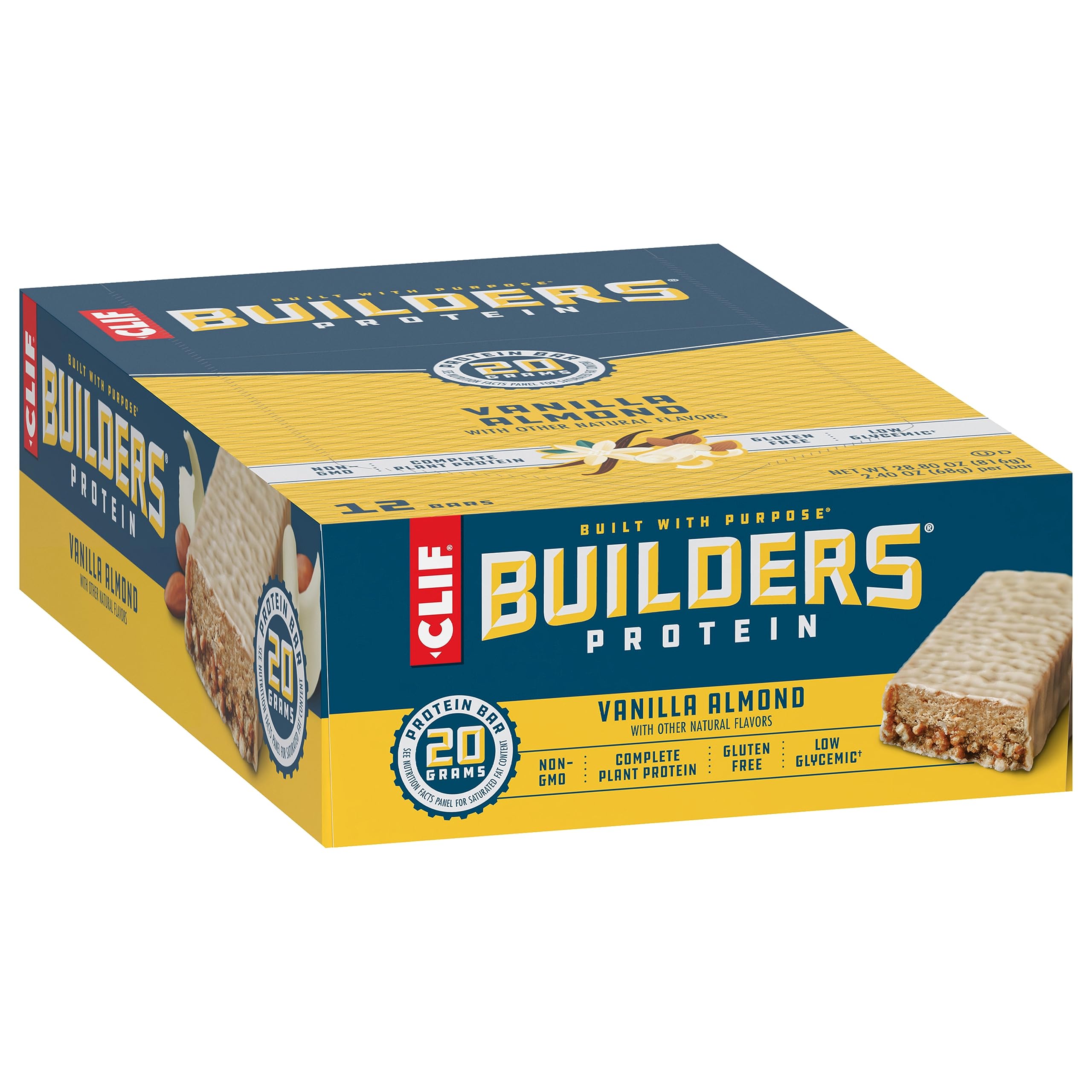 CLIF Builders - Vanilla Almond - Protein Bars - 2.4 oz. (12 Count)