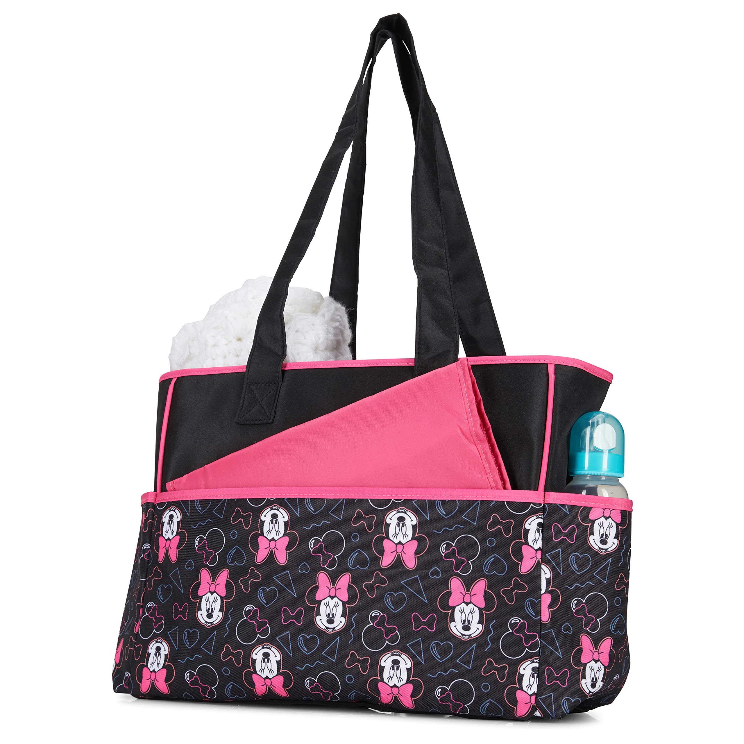 Disney Baby Girl Multi Piece Tote Diaper Bag, Minnie-Toss Print