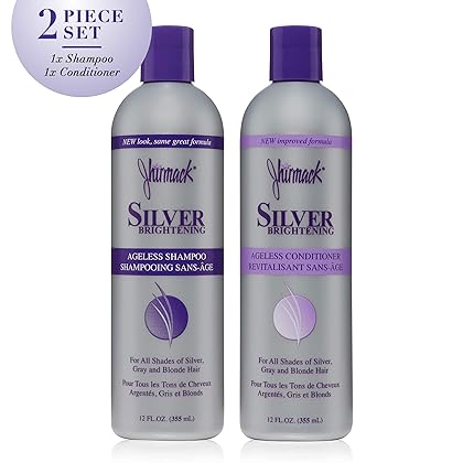 Jhirmack Silver Brightening Purple Shampoo and Conditioner Set for all types of silver, grey, and blonde hair