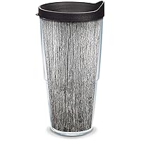 Tervis Gray Wood Grain Made in USA Double Walled Insulated Tumbler Travel Cup Keeps Drinks Cold & Hot, 24oz, Clear
