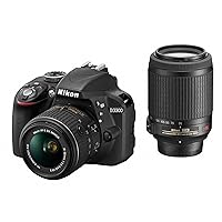 Nikon D3300 24.2 MP CMOS Digital SLR with 18-55mm DX VR II & 55-200mm DX VR II Zoom Lenses (Black) - International Version (No Warranty)