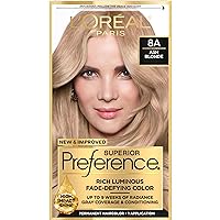 L'Oreal Paris Superior Preference Fade-Defying + Shine Permanent Hair Color, 8A Ash Blonde, Pack of 1, Hair Dye