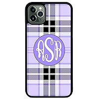 iPhone 11 Pro, Phone Case Compatible with iPhone 11 Pro [5.8 inch] Lavender Plaid Monogram Personalized Custom IP11P