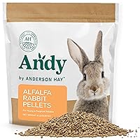 Andy Alfalfa Hay Pellets, Premium Bunny Food for Rabbits, Alfalfa Pellets for Pregnant Bunnies, Young Rabbit Food, Rich in Calcium and Protein, 15 lbs Bag