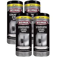 Weiman Stainless Steel Cleaner Wipes (4 Pack) Removes Fingerprints, Residue, Water Marks and Grease from Appliances - Works Great on Refrigerators, Dishwashers, Ovens, and Grills