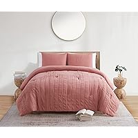 Jade + Oake | Ridney Collection | Textured Stripe Soft Microfiber Comforter Set, Twin/Twin XL, 2 Pieces, Clay Red